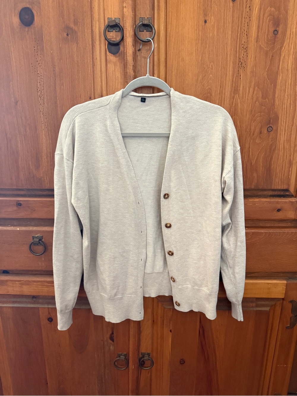 Women’s Light Beige Button-Front Cardigan Sweater